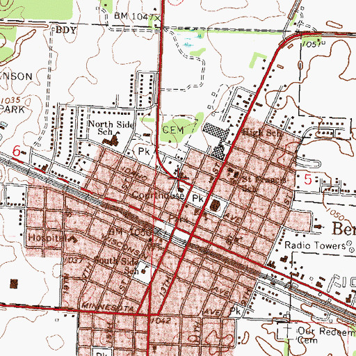Topographic Map of Saint Mark's Lutheran Church, MN