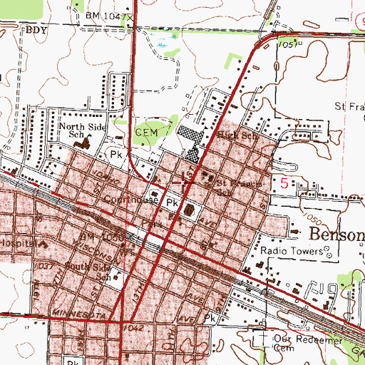 Topographic Map of First Evangelical Free Church, MN