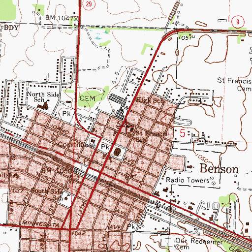 Topographic Map of Saint Francis Catholic Church, MN