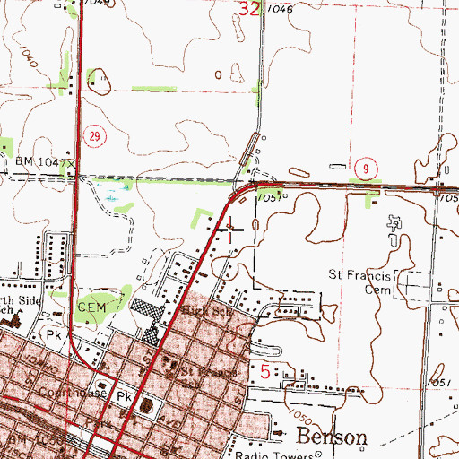 Topographic Map of Assembly of God Church, MN