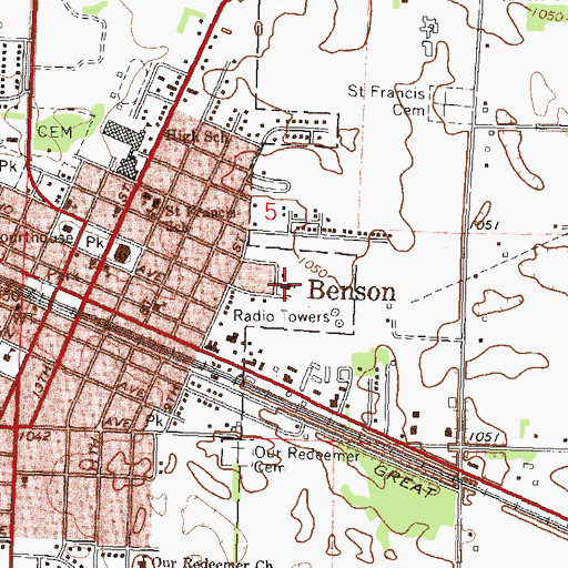Topographic Map of Trinity Lutheran Church, MN