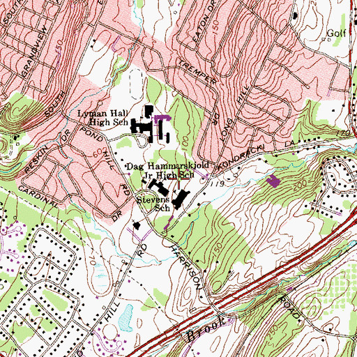 Topographic Map of Dag Hammarskjold Junior High School, CT