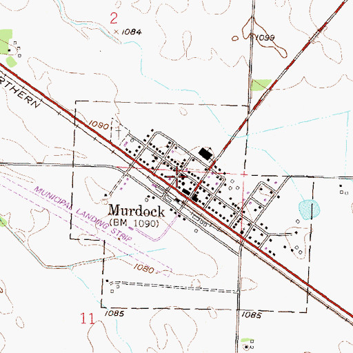 Topographic Map of Murdock Fire Department, MN