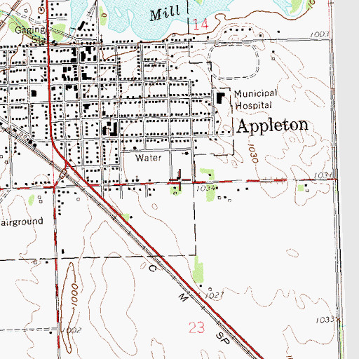Topographic Map of Saint John's Catholic Church, MN