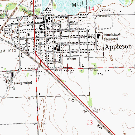 Topographic Map of First Baptist Church, MN