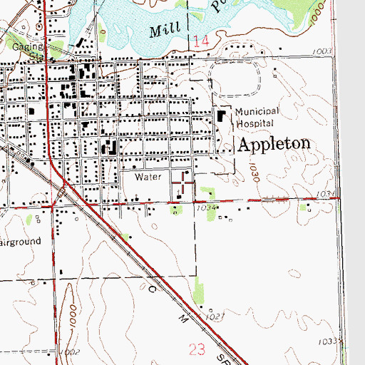 Topographic Map of Appleton Elementary School, MN