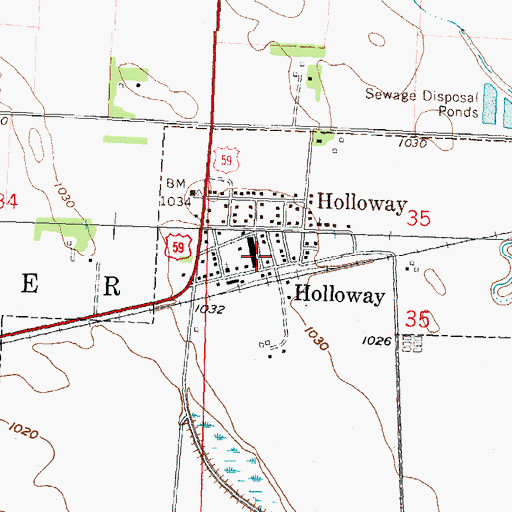 Topographic Map of Holloway Post Office, MN