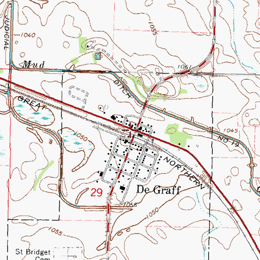 Topographic Map of De Graff, MN