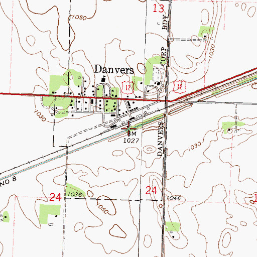 Topographic Map of Danvers, MN