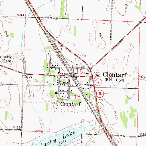 Topographic Map of Clontarf, MN