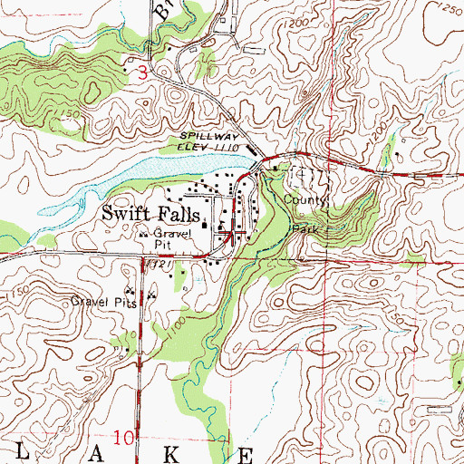 Topographic Map of Swift Falls Post Office (historical), MN