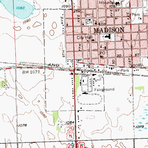 Topographic Map of Lac qui Parle County Museum, MN
