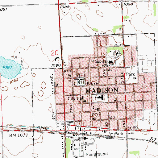 Topographic Map of Lac qui Parle County Sheriff's Office, MN