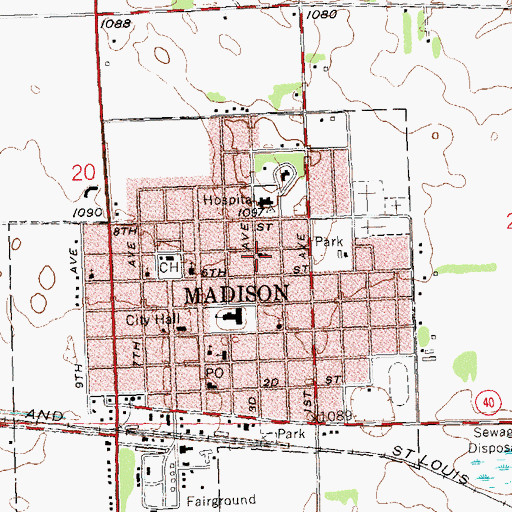 Topographic Map of United Methodist Church, MN