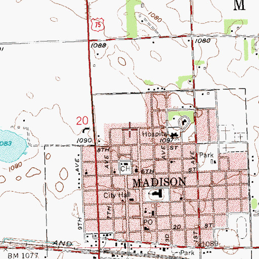 Topographic Map of Saint John's Lutheran Church, MN