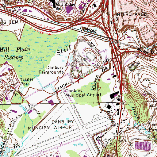 Topographic Map of Danbury Fairgrounds, CT