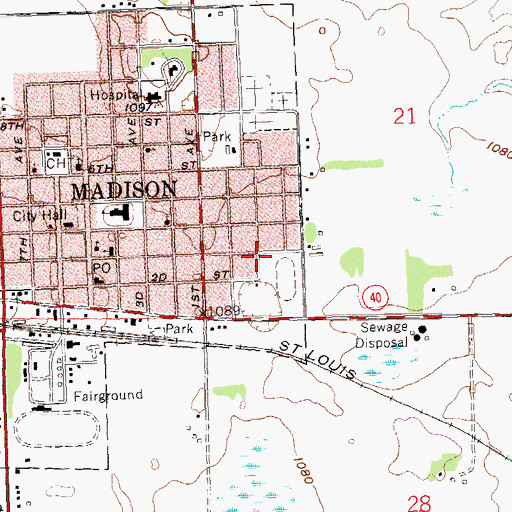 Topographic Map of Circle B Elder Care Center, MN