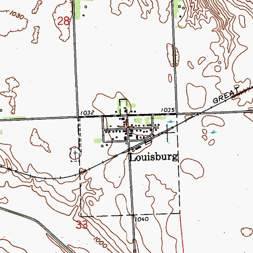 Topographic Map of Louisberg Lutheran Church, MN