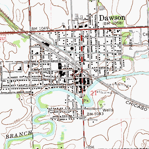 Topographic Map of Dawson Fire Department, MN