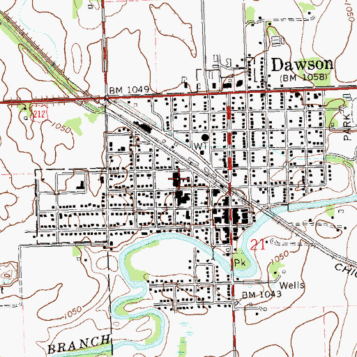 Topographic Map of Dawson Elementary School, MN