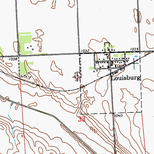 Topographic Map of Louisburg Lutheran Cemetery, MN
