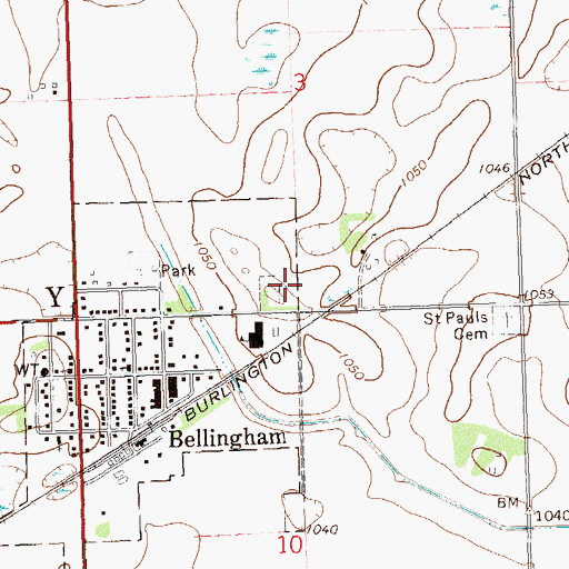 Topographic Map of Bellingham Cemetery, MN