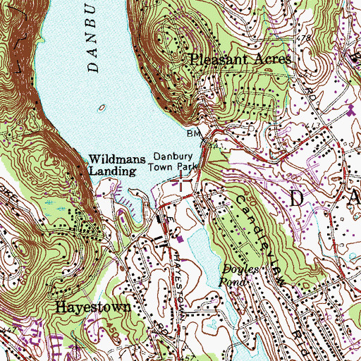 Topographic Map of Danbury Town Park, CT