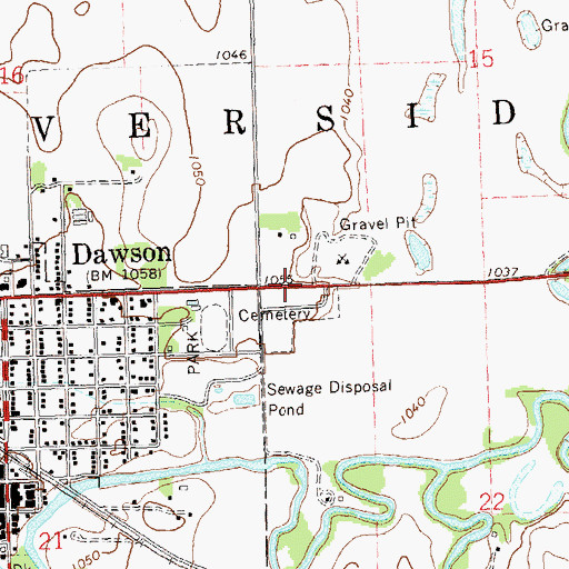 Topographic Map of Riverside Cemetery, MN
