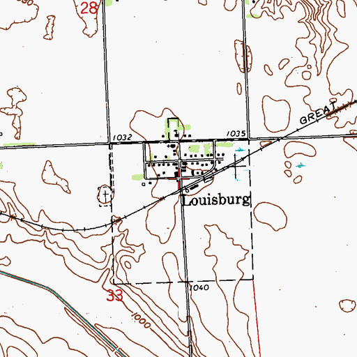 Topographic Map of Louisburg, MN