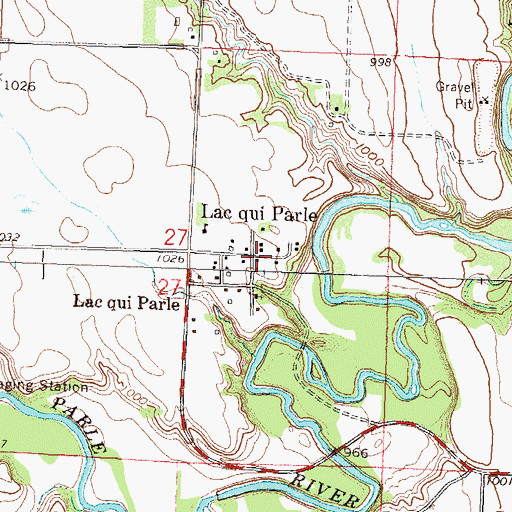 Topographic Map of Lac Qui Parle Post Office (historical), MN