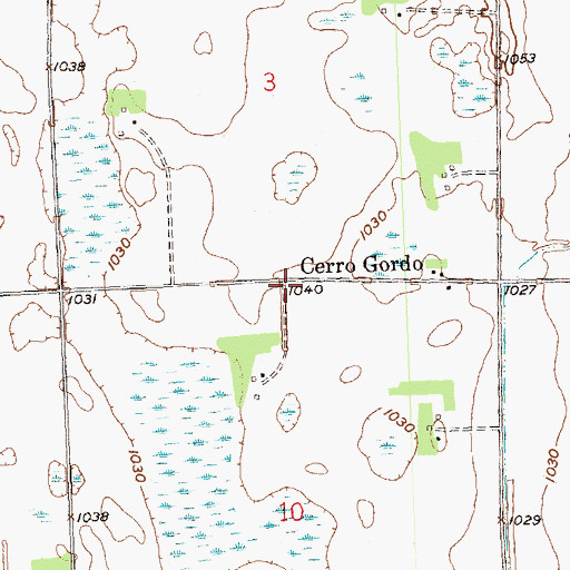 Topographic Map of Cerrogordo Post Office (historical), MN
