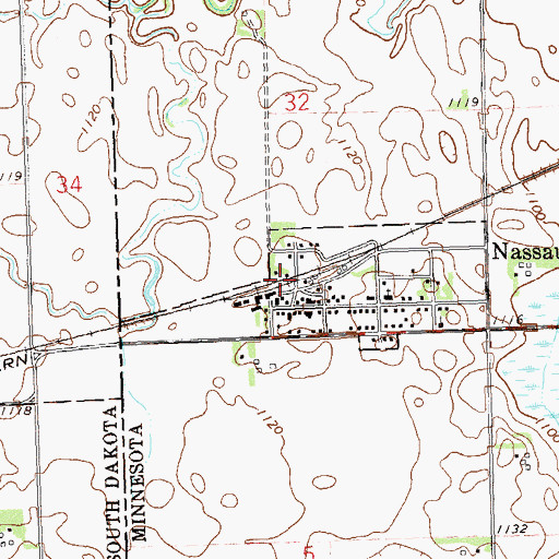 Topographic Map of Nassau, MN