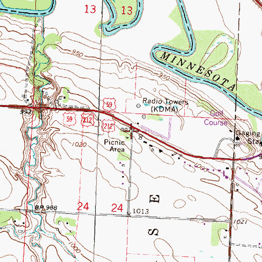 Topographic Map of Camp Release State Memorial Wayside Park, MN