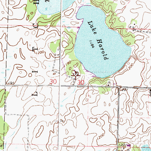 Topographic Map of Lake Harold Post Office (historical), MN
