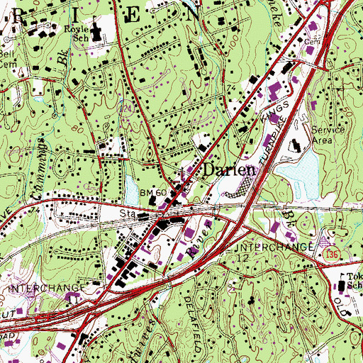 Topographic Map of Darien, CT