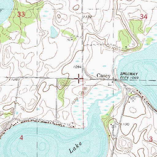 Topographic Map of Casey Post Office (historical), MN