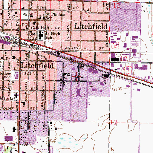 Topographic Map of Litchfield Mobile Home Park, MN