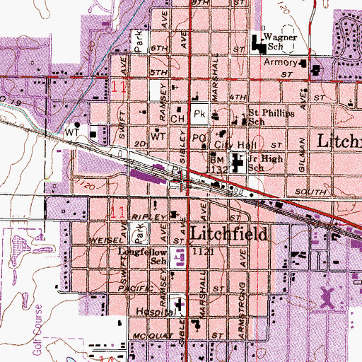 Topographic Map of Litchfield, MN