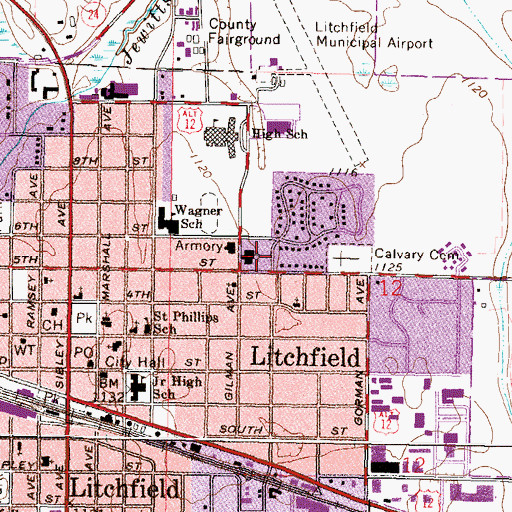 Topographic Map of Zion Lutheran Church, MN