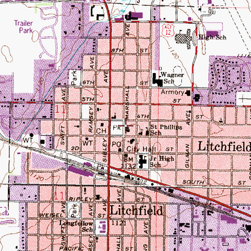 Topographic Map of Litchfield Christian Church, MN
