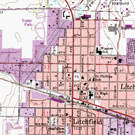 Topographic Map of Church of the Nazarene, MN