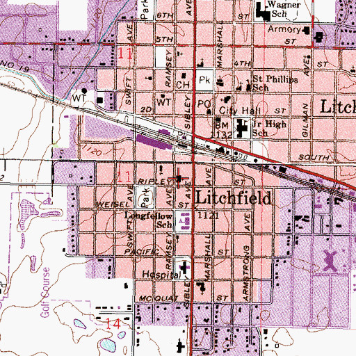 Topographic Map of Saint Paul's Evangelical Lutheran Church, MN