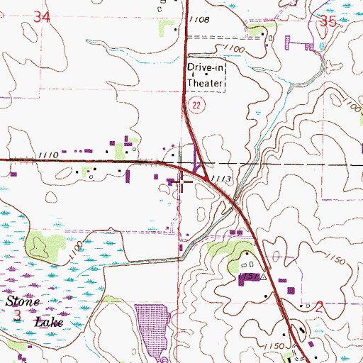 Topographic Map of Assembly of God Church, MN