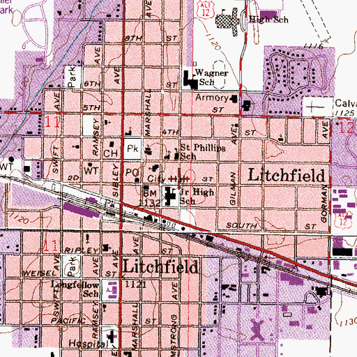 Topographic Map of Augustana Lutheran Homes, MN