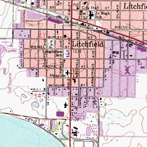 Topographic Map of Allina Medical Clinic at Litchfield, MN
