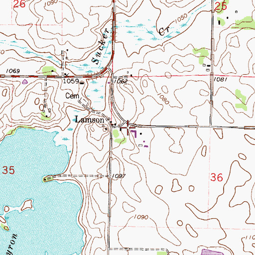 Topographic Map of Lamson Post Office (historical), MN