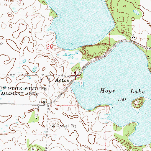 Topographic Map of Acton Post Office (historical), MN