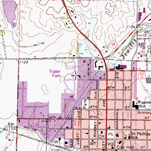 Topographic Map of Park Village Mobile Home Park, MN