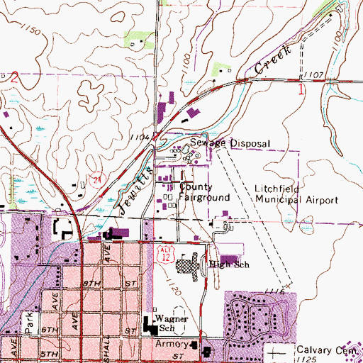 Topographic Map of Meeker County Fairgrounds, MN