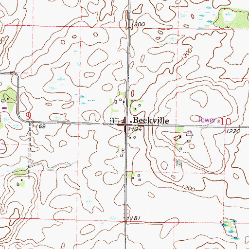 Topographic Map of Beckville Lutheran Church, MN